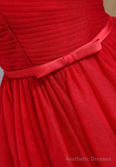 Red Tulle Short Prom Dresses, A-Line Party Dresses