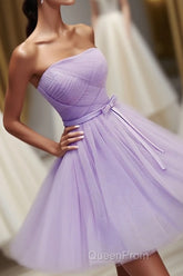 Cute A Line Tulle Short Evening Prom Dresses, Bridesmaid Dresses