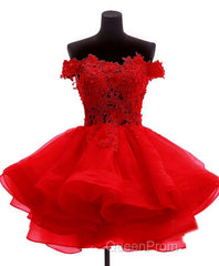 Mini Tulle Lace Short Evening Prom Dresses, Homecoming Dresses
