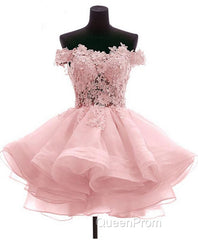 Mini Tulle Lace Short Evening Prom Dresses, Homecoming Dresses