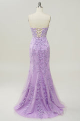 Purple Sweetheart Neck Mermaid Evening Prom Dresses With Appliques