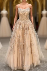 Hottest Elegant Spaghetti Straps Backless Lace Long Princess Evening Prom Dresses For Teens