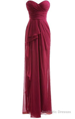 Classical Burgundy Sweetheart Empire Pleated Floor Length Chiffon Bridesmaid Dresses