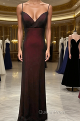 Black And Red Sweetheart Simple Straps Long Evening Prom Dresses, A-Line Long Formal Dresses