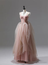 Pink Tulle Lace Long Prom Dress, Beautiful A-Line Evening Party Dress