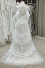 Ivory Spaghetti Straps Tulle Lace Long Prom Dress, A-Line Evening Dress