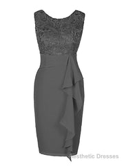 Tight Knee Length Grey Short Mother of Bride Dress