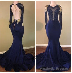 2025 Long Sleeves Backless Prom Dresses