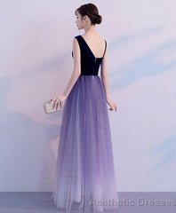 Purple Tulle Long Prom Dress Purple Tulle Bridesmaid Dress