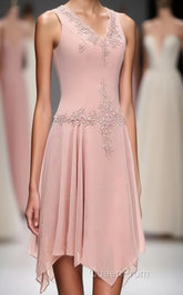 Dusty Pink Two-Piece V-Neck Appliques Mother of the Bride Dresses