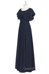 Black Chiffon Twist-Front Ruffled Long Bridesmaid Dresses