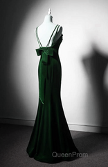 Green Mermaid Long Velvet Party Dresses, Green Straps Long Formal Dresses Evening Prom Dresses