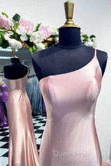 One-Shoulder Royal Blue Mermaid Long Dresses with Slit