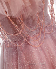 Pink Sweetheart Tulle Long Evening Prom Dresses, Pink Tulle Formal Dresses, 1