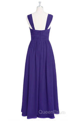 Purple Sweetheart Banded Waist Long Bridesmaid Dresses