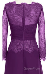 Ruffles Purple Lace Long Mother of the Bride Dresses