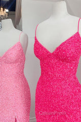 Flattering Mermaid Hot Pink Long Party Dresses