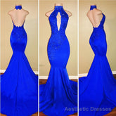 Sexy Mermaid Red High Neck Backless African Open Front Long Prom Dresses