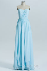 Blue Chiffon A-line Long Convertible Bridesmaid Dresses