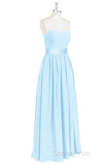 Light Blue Sweetheart A-Line Bridesmaid Dresses with Slit