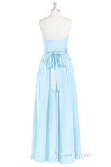 Light Blue Sweetheart A-Line Bridesmaid Dresses with Slit