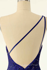 Pink Sequin One-Shoulder Backless Short Formal Dresses