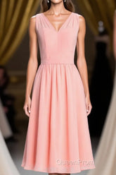 Simple Coral A-line Short Chiffon Dresses