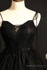Black Lace-Up Backless A-Line Short Homecoming Dress