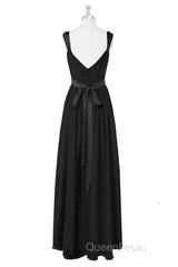 Lavender Chiffon V-Neck Backless Long Bridesmaid Dresses