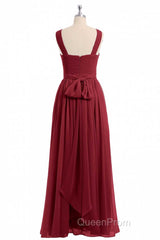 Red Chiffon Cross-Front A-Line Long Bridesmaid Dresses