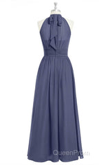 Lavender Chiffon Halter Long Bridesmaid Dresses