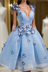 Elegant Butterfly Applique V Neck Sleeveless Short Homecoming Dresses