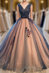 Tulle V Neck Long Evening Prom Gown Tulle Evening Gown