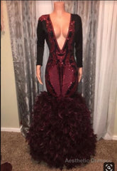 2025 Deep V-neck Mermaid Prom Dresses