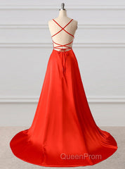 A-Line Evening Prom Dresses Side Split Evening Dresses