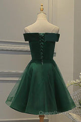 Dark Green Strapless A Line Appliques Tulle Homecoming Dresses