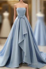 A-Line Strapless Sleek Satin Elegant Party Evening Prom Formal Evening Dresses