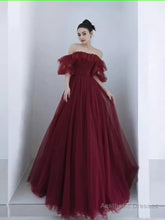 Ball Gown Burgundy Off The Shoulder Prom Dresses Evening Dress