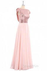 Burgundy Sequin Cap Sleeve Backless A-Line Bridesmaid Dresses