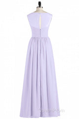 Lavender Chiffon Sweetheart Cutout Back A-Line Long Bridesmaid Dresses