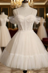 Cute Spaghetti Strap Tulle Short Homecoming Dresses