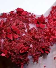 Red Sweetheart Neck Lace Short Evening Prom Dresses