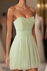 Sage Green Chiffon Strapless A-Line Short Dresses