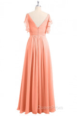 Rust Orange Cold-Shoulder A-Line Long Bridesmaid Dresses