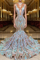 Chic Sequins Mermaid Evening Prom Dresses Sparkle Evening Dresses On Sale