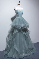 New Arrival Spaghetti Straps Tulle Long Formal Evening Prom Dresses, Charming Evening Party Dresses