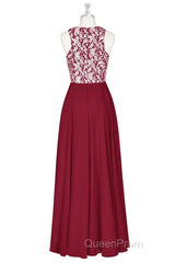 Red Print Sleeveless A-Line Long Bridesmaid Dresses
