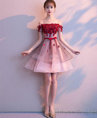 Pink Tulle Lace Short Prom Dress Pink Tulle Homecoming Dress