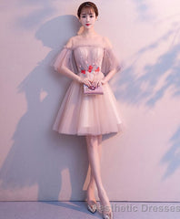 Cute Tulle Round Neck Short Prom Dress Tulle Homecoming Dress