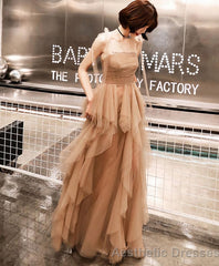 Champagne Tulle Long Prom Dress Champagne Evening Dress 1